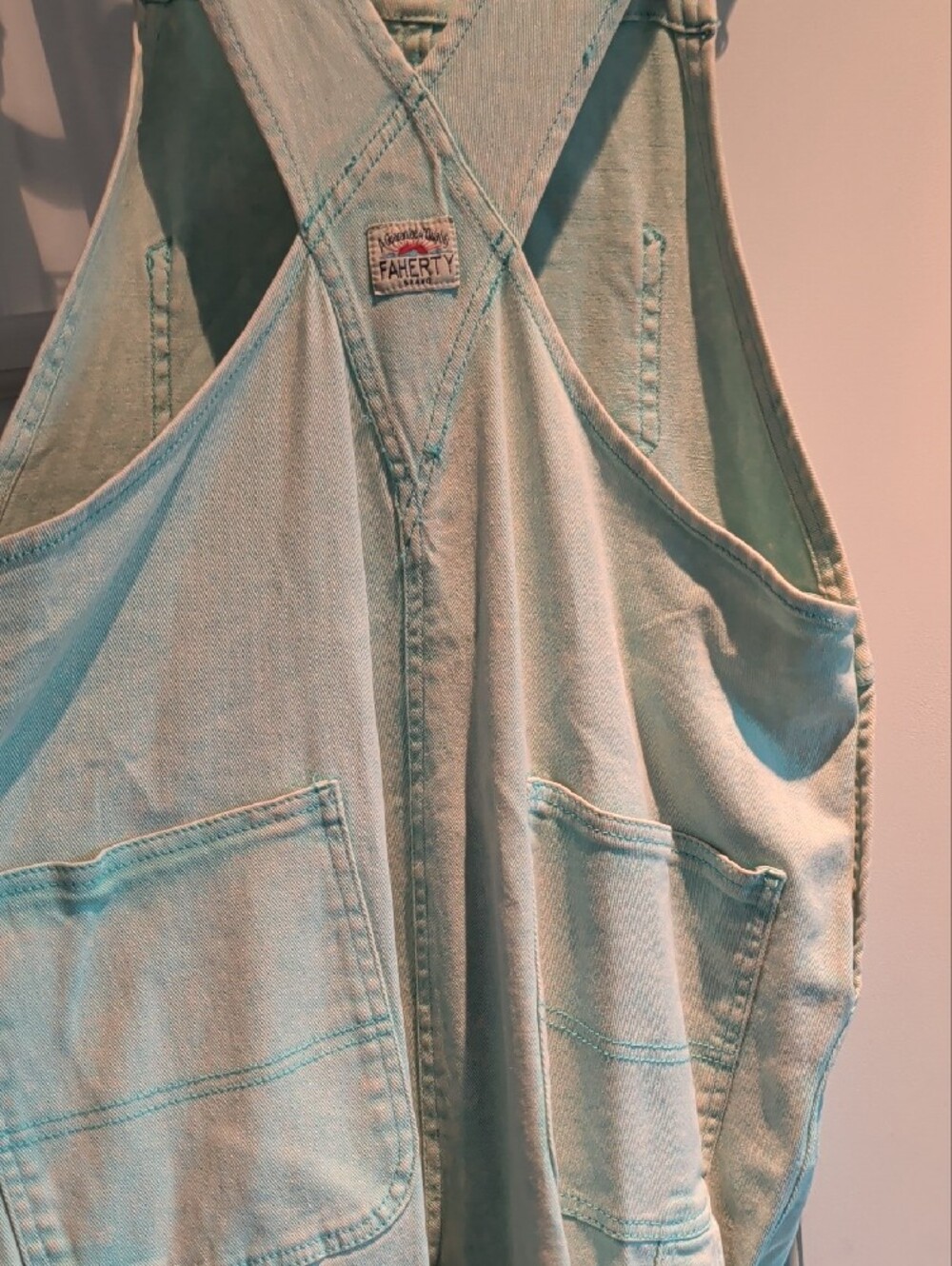 Faherty Light Mint Women’s Denim Overalls - Picture 7 of 8